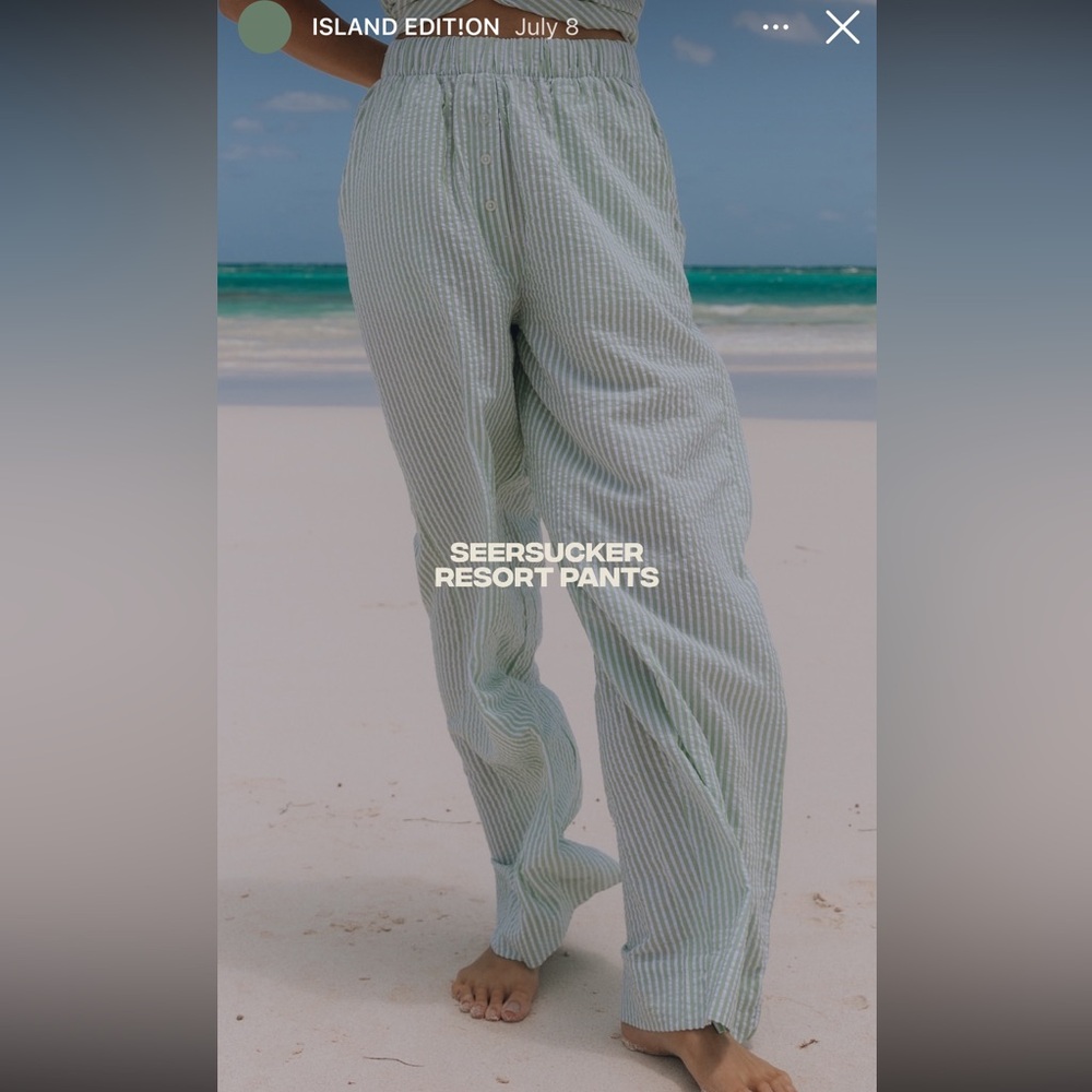 Green& white seersucker pants!!